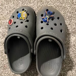 CROCS Kids Charcoal Sandals with Fun Charms